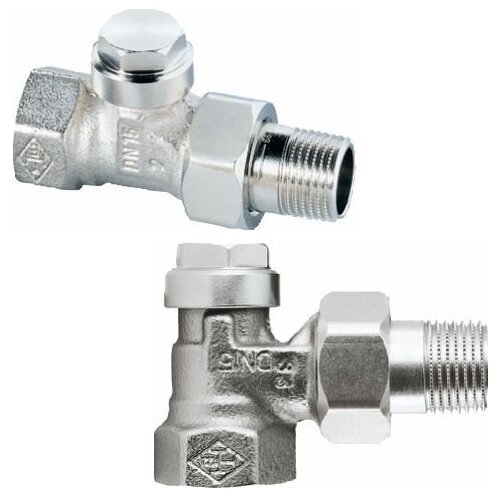 Heimeier Regulux Verschraubung 1/2"D RG vernickelt mit Entleerung 0352-02.000