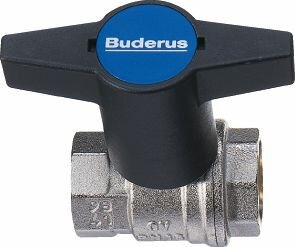 Buderus Logafix Kugelhahn PN16 Messing vernickelt 1 Zoll Innengewinde beidseitig
