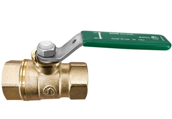 Trinkwasserkugelhahn R250WX mit grünem Hebelgriff