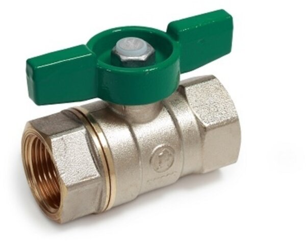Trinkwasserkugelhahn mit grünem Flügelgriff R251WX 1"