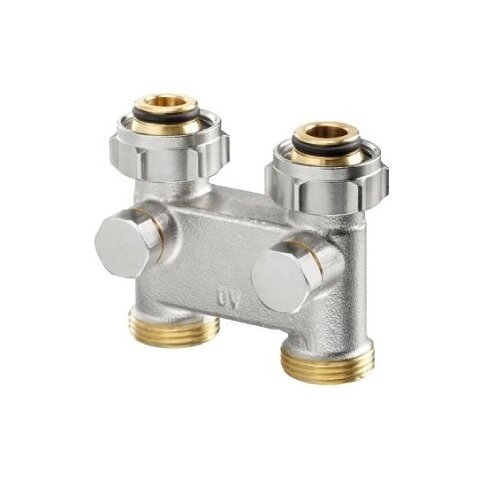 Oventrop Umlenkstück Rohrabstand 50mm DGF 3/4"ÜMx3/4"AG absperrbar, vern.