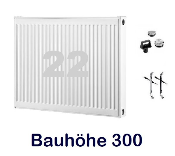 Buderus Kompaktheizkörper C-Profil Typ 22 Bauhöhe 300 Logatrend Flachheizkörper inkl. Halterungen