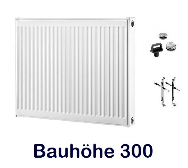 Buderus C-Profil Typ 33 Bauhöhe 300 mm Baulänge 1000 mm Logatrend Flachheizkörper, FMS, Stopfen Kompaktheizkörper