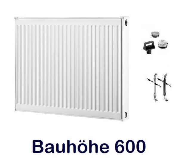Buderus Kompaktheizkörper C-Profil 22/600/900 Logatrend Flachheizkörper, FMS, Stopfen