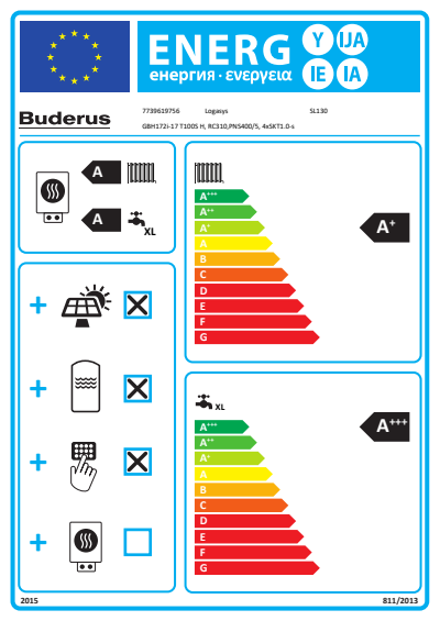 Buderus Logasys SL130 GBH172i-17 T100S H PNS400/5, 4xSKT1 0-s RC310 Kompaktheizzentrale 7739619756