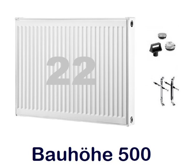 Buderus Kompaktheizkörper C-Profil Typ 22 Bauhöhe 500 mm Logatrend Flachheizkörper inkl. Halterungen